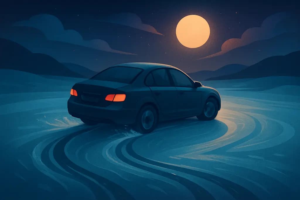 Dream illustration: Car skidding on ice