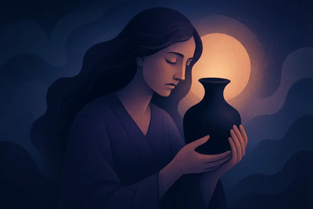 Dream illustration: carrying a fragile black vase