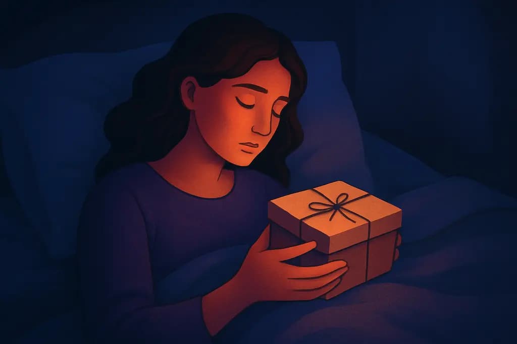 Dream illustration: carrying a fragile object in bed