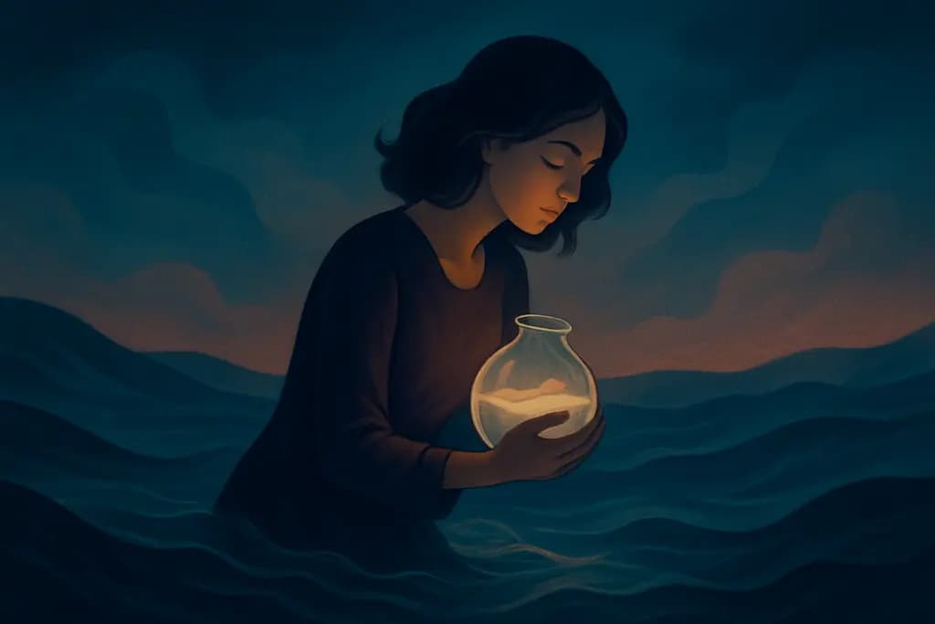 Dream illustration: carrying a fragile object in water dream