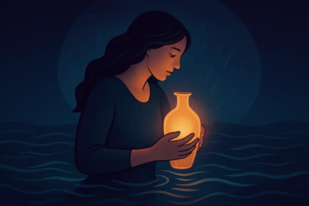 Dream illustration: carrying a fragile object in water