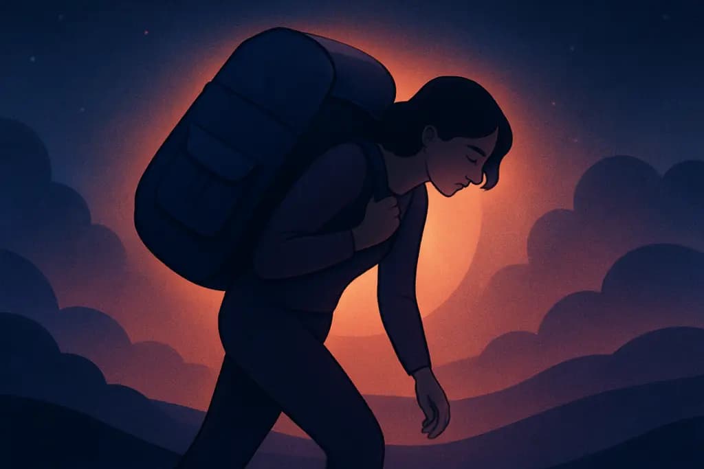Dream illustration: Carrying a very heavy backpack