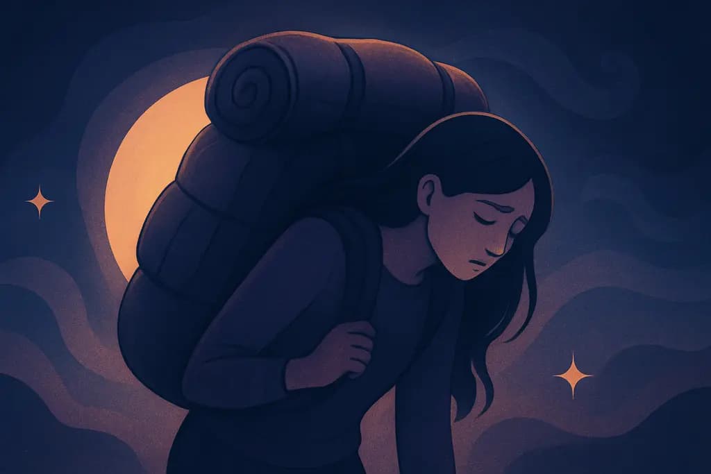 Dream illustration: Carrying heavy baggage or backpack (weighed down)