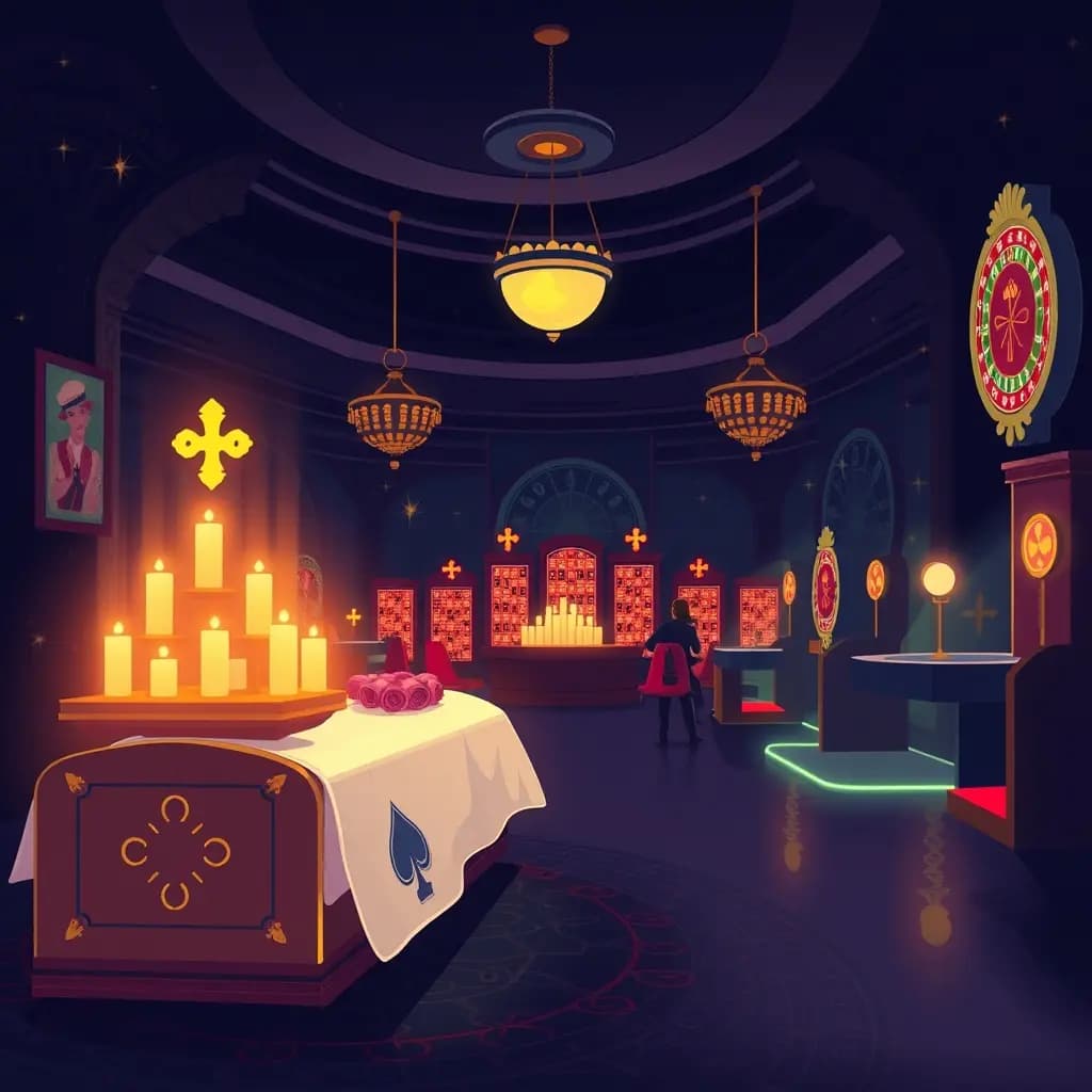 Dream illustration: a Casino and a Funeral