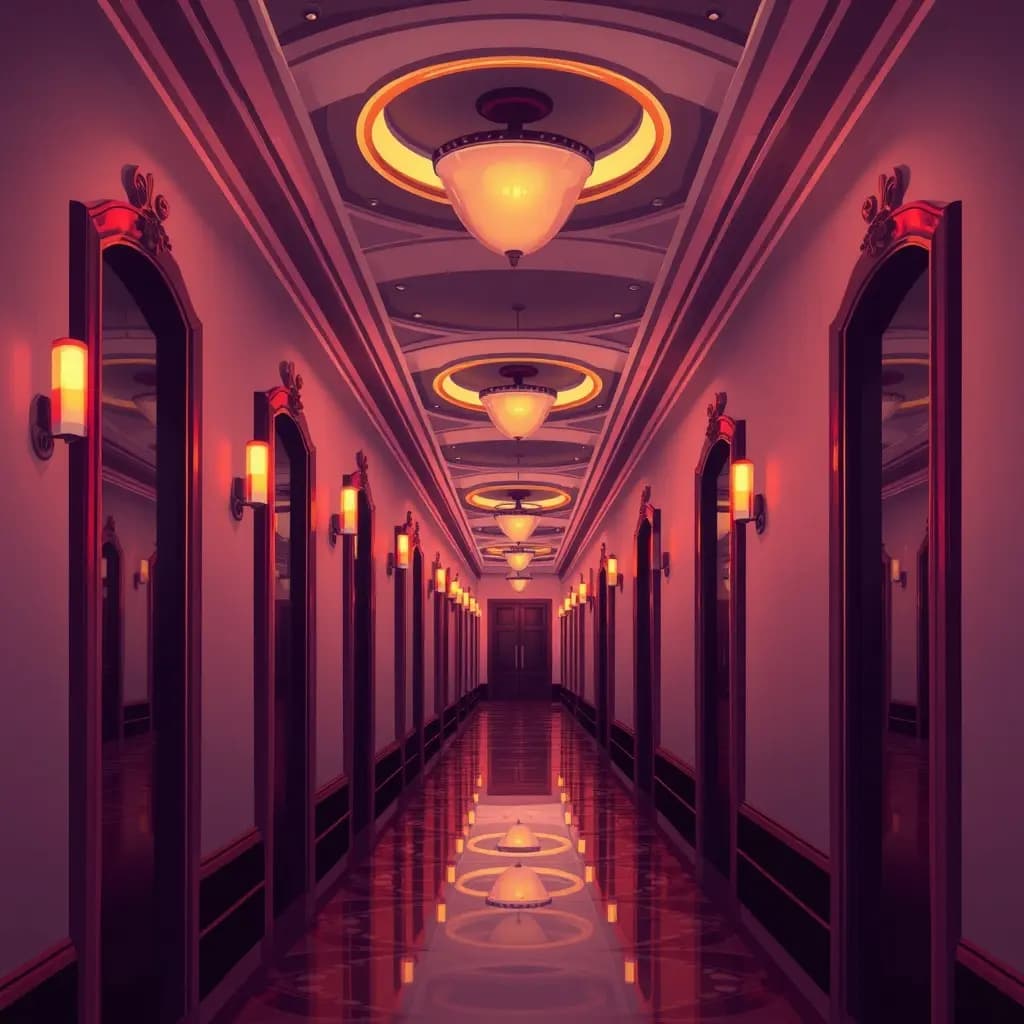 Dream illustration: Casino hallway full of mirrors