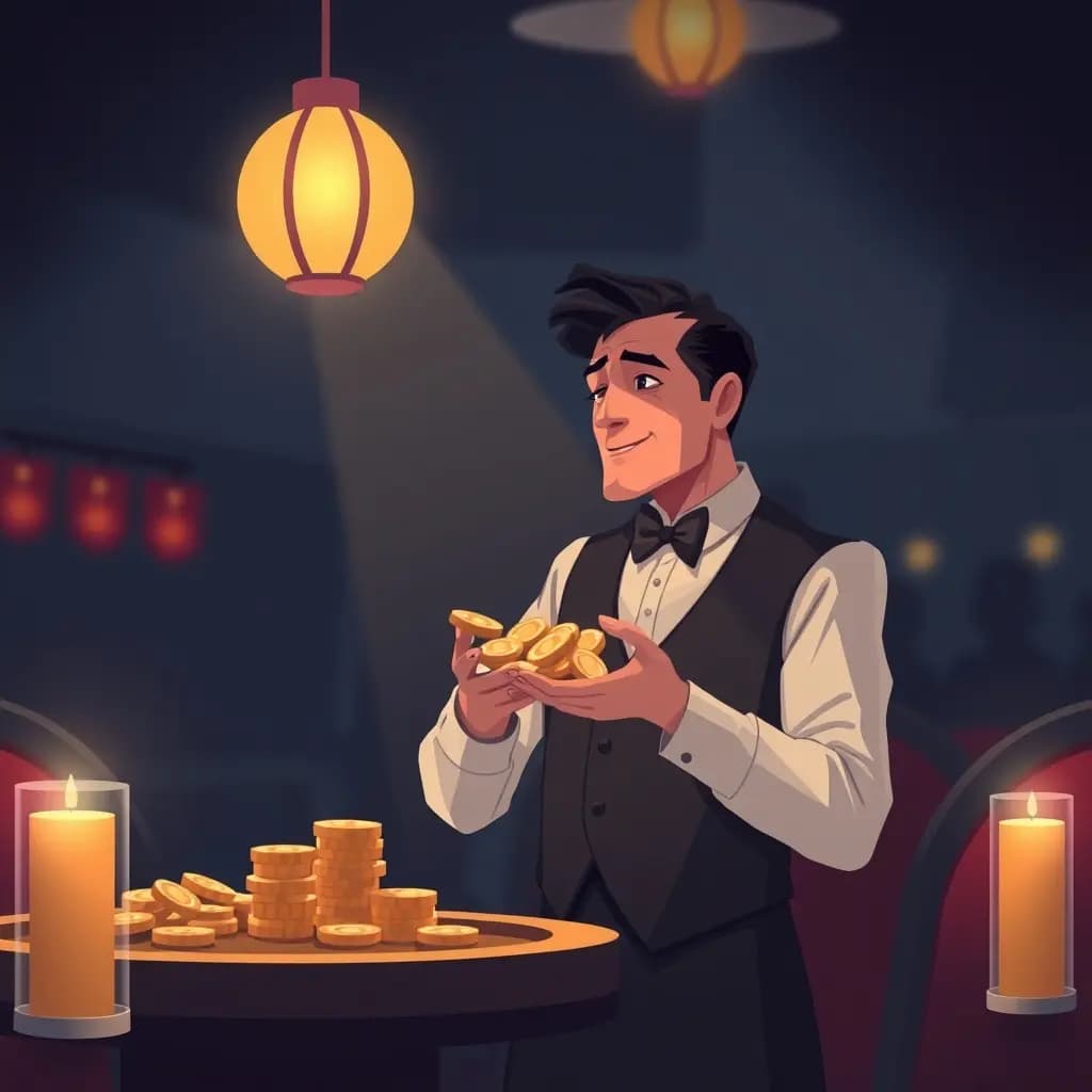 Dream illustration: a Casino Waiter Bringing You Chips