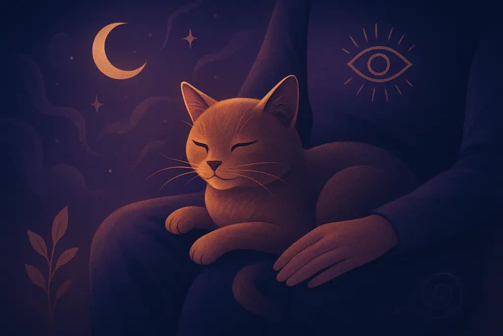Dream illustration: Cat purring on your lap
