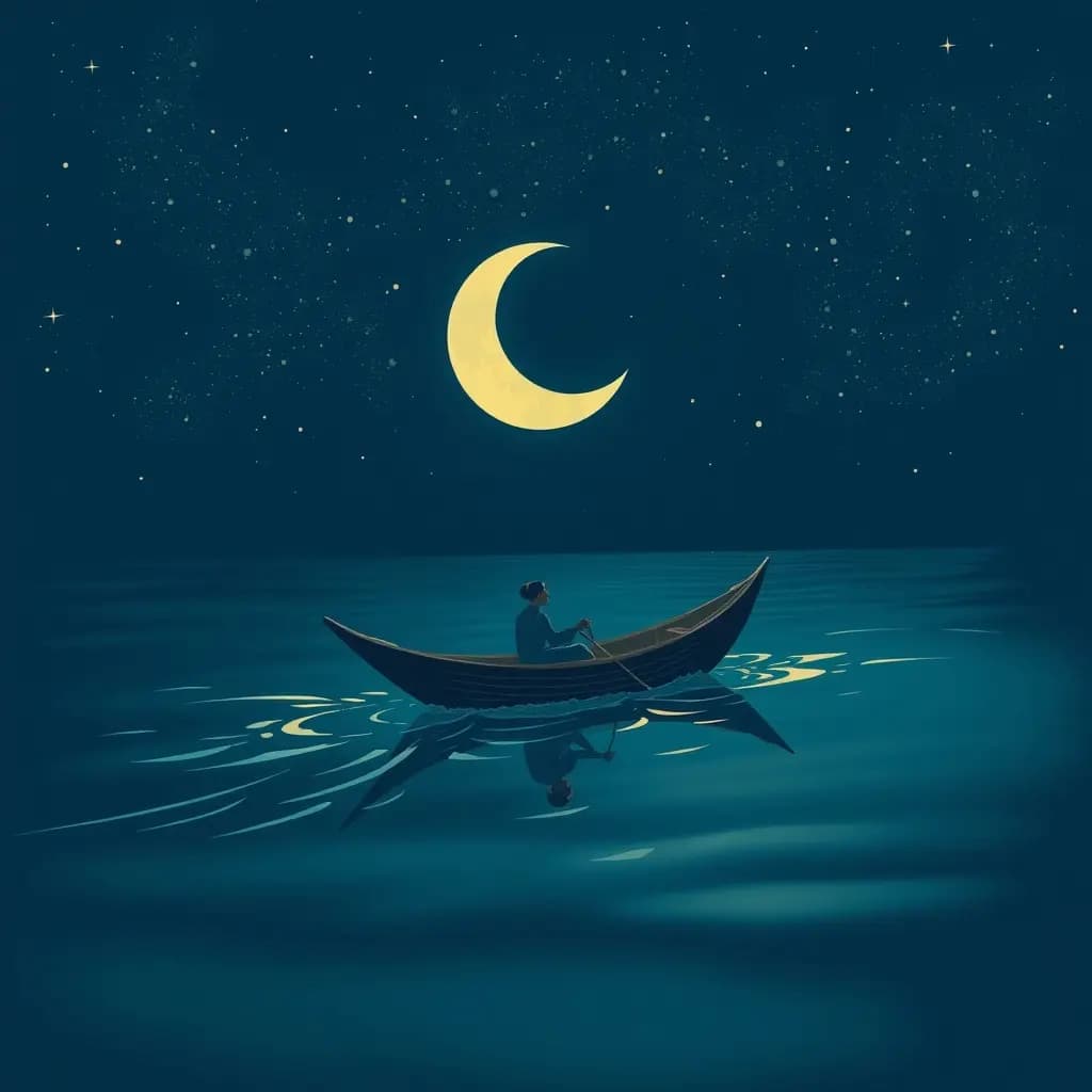 Dream illustration: Chandra riding a boat