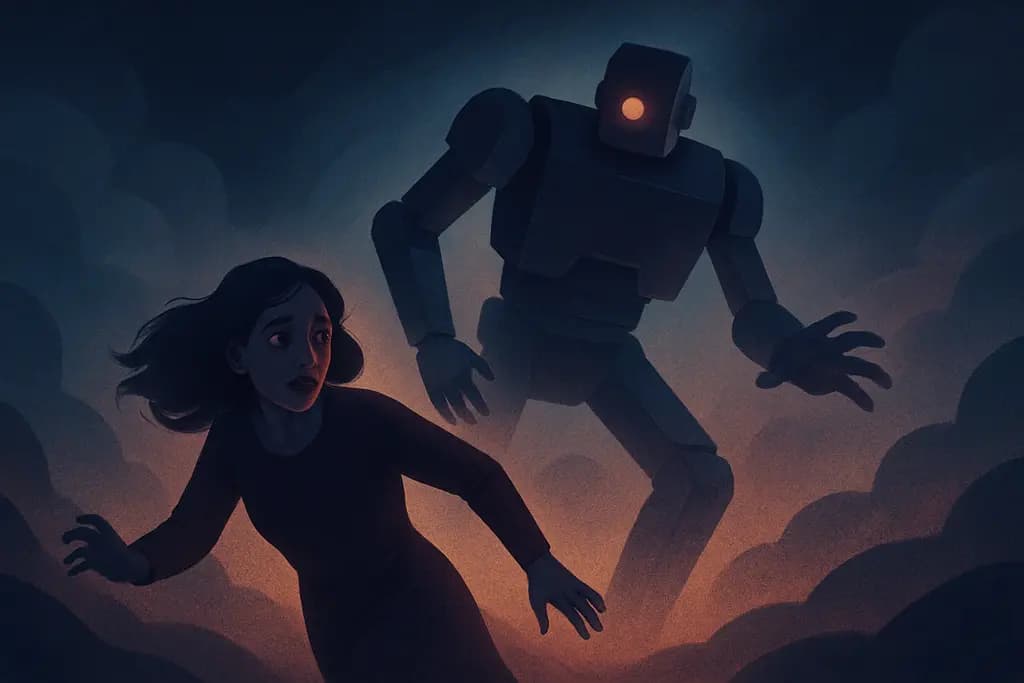Dream illustration: Chased by a Robot or Machine