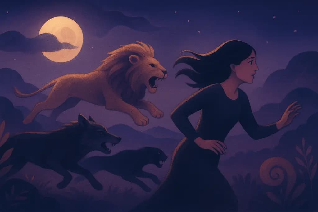 Dream illustration: Chased by wild animals