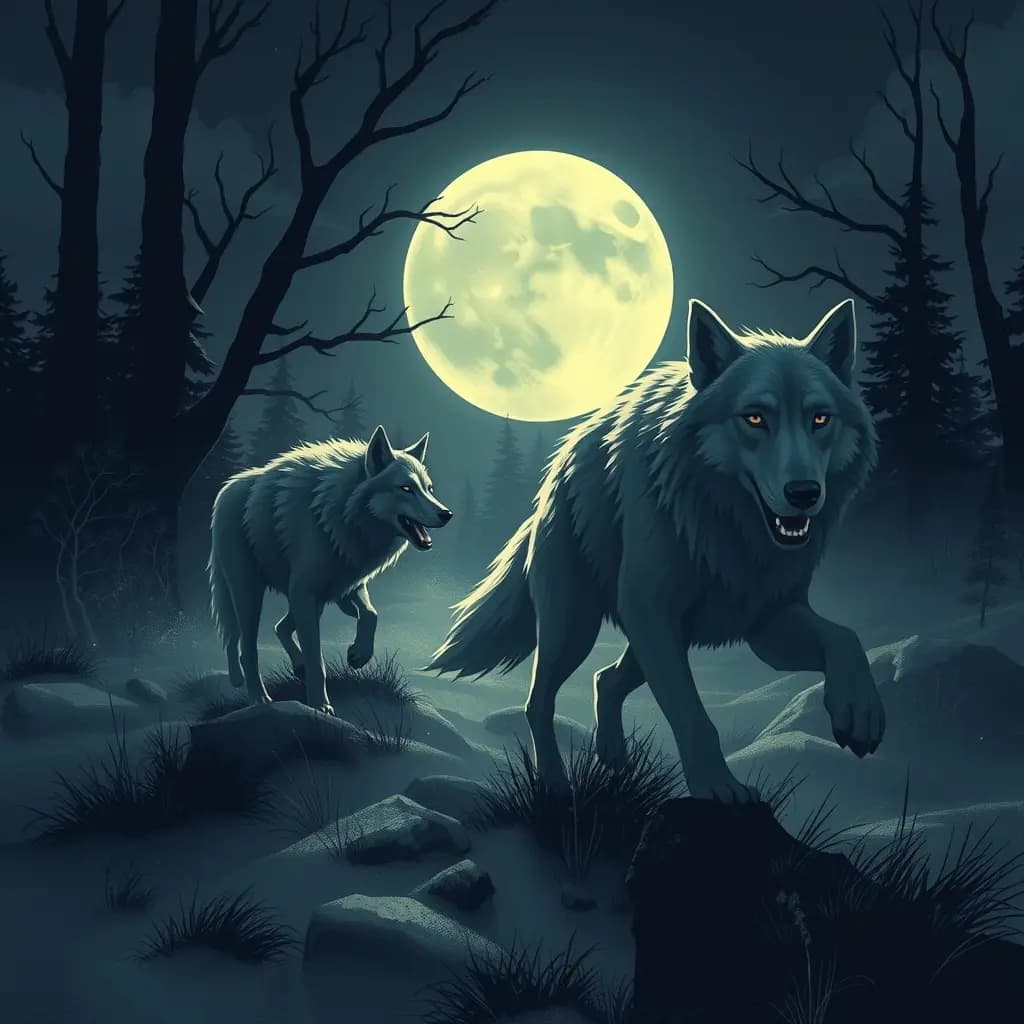 Dream illustration: Chased by wolves