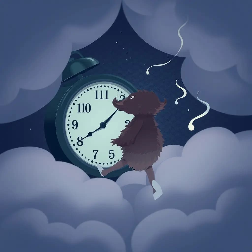 Dream illustration: Chasing a slow-moving clock