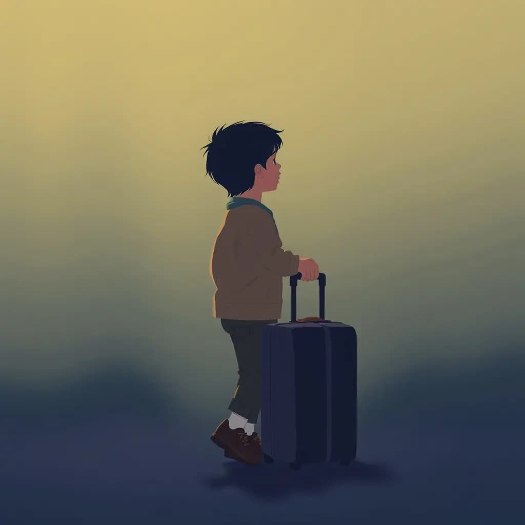 Dream illustration: Child hands you suitcase