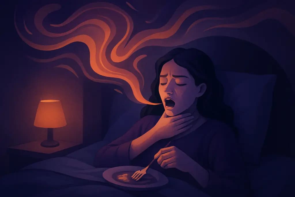 Dream illustration: choking on food in a dream in bed