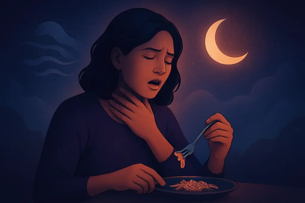 Dream illustration: choking on food in dream while eating