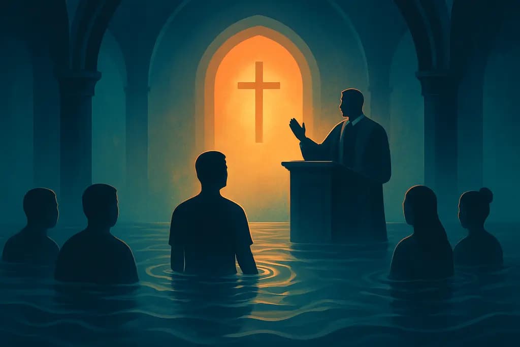 Dream illustration: church service in water dream