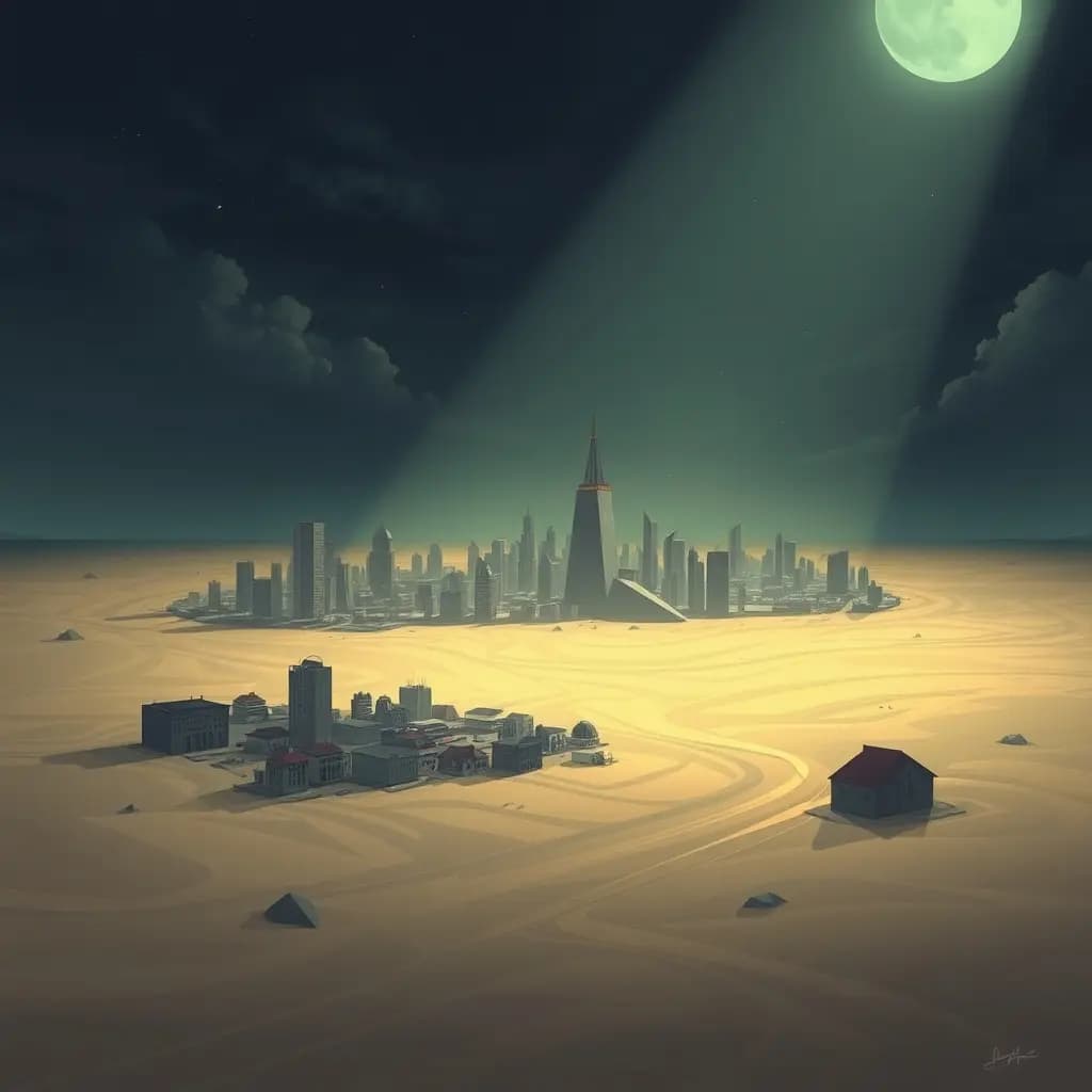 Dream illustration: City swallowed by quicksand