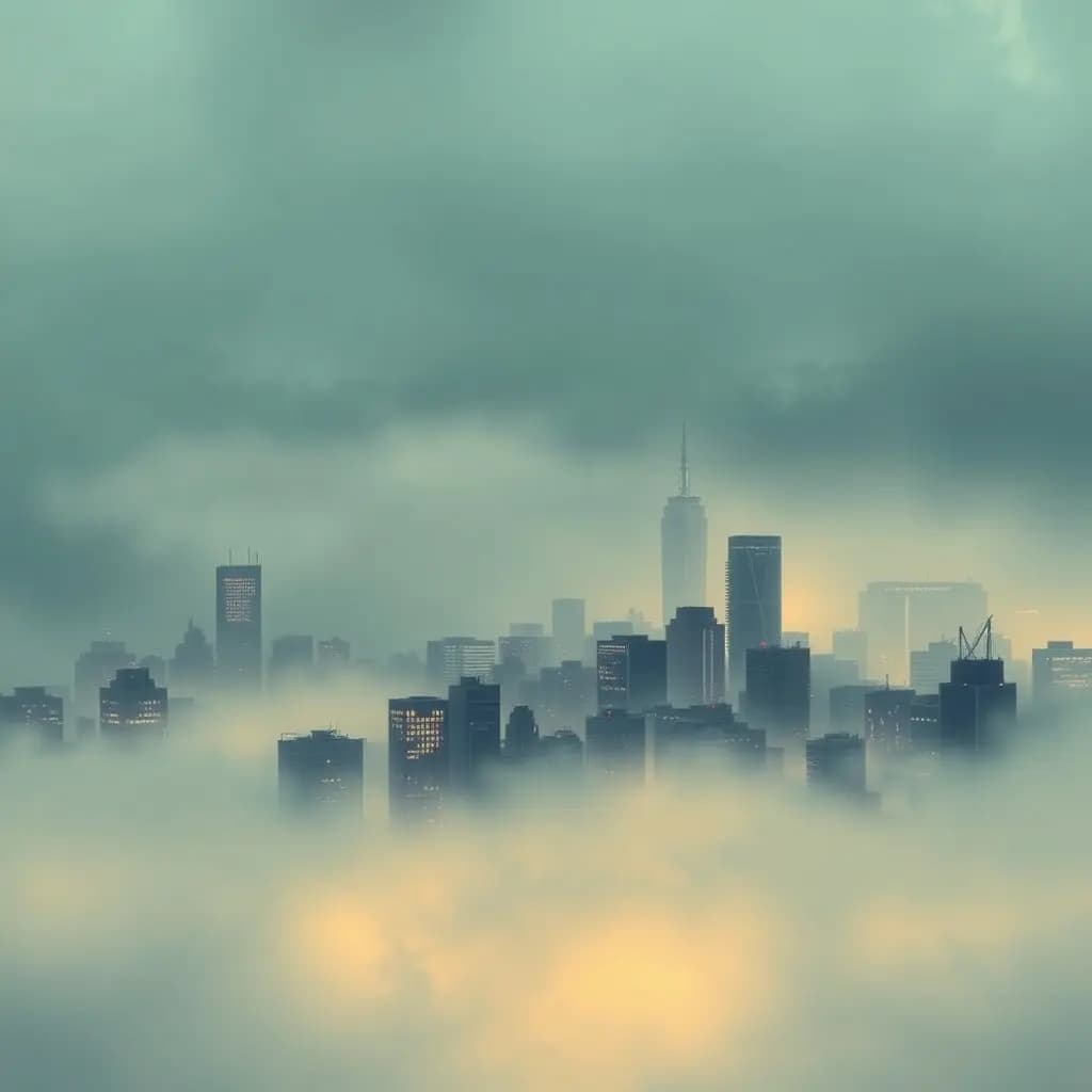 Dream illustration: City swallowed by thick fog