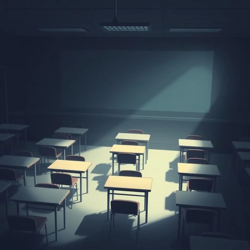 Dream illustration: Classroom desks arranged as a maze