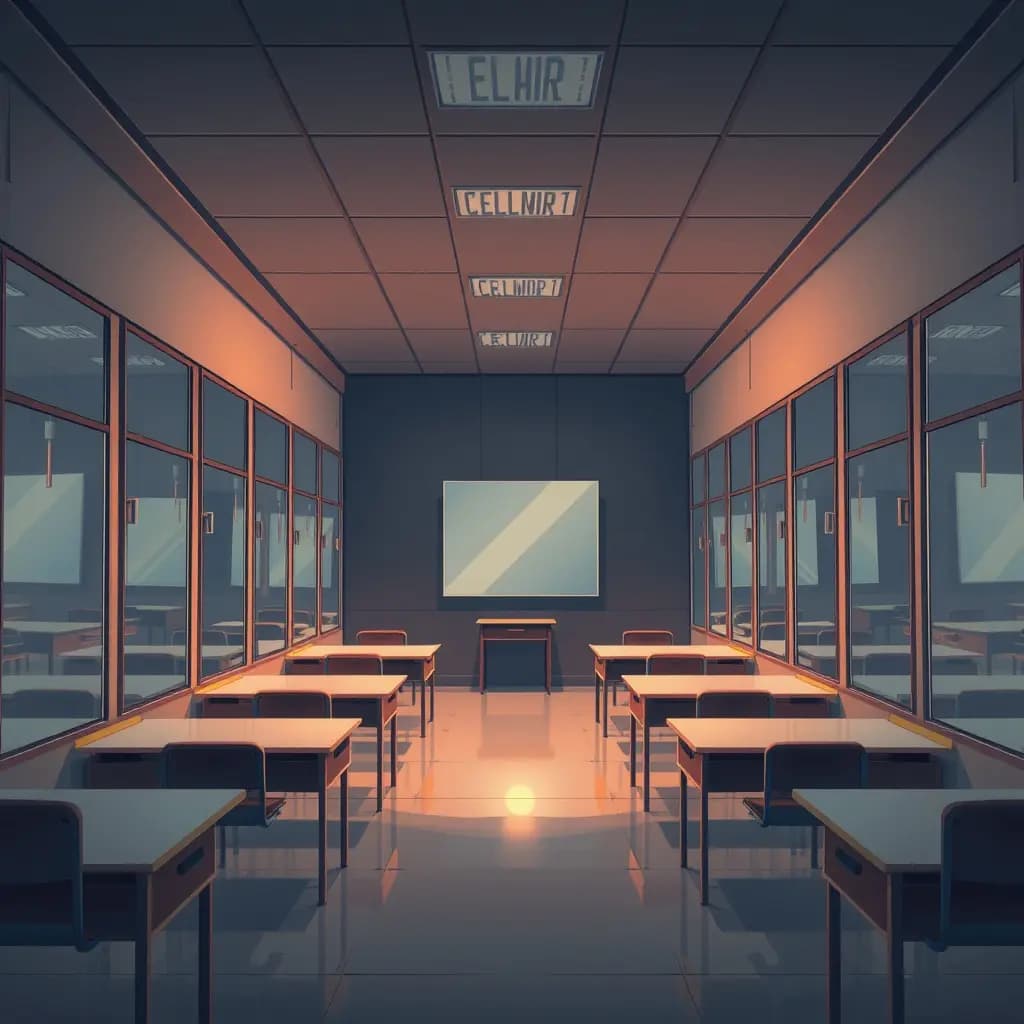 Dream illustration: Classroom full of mirrors