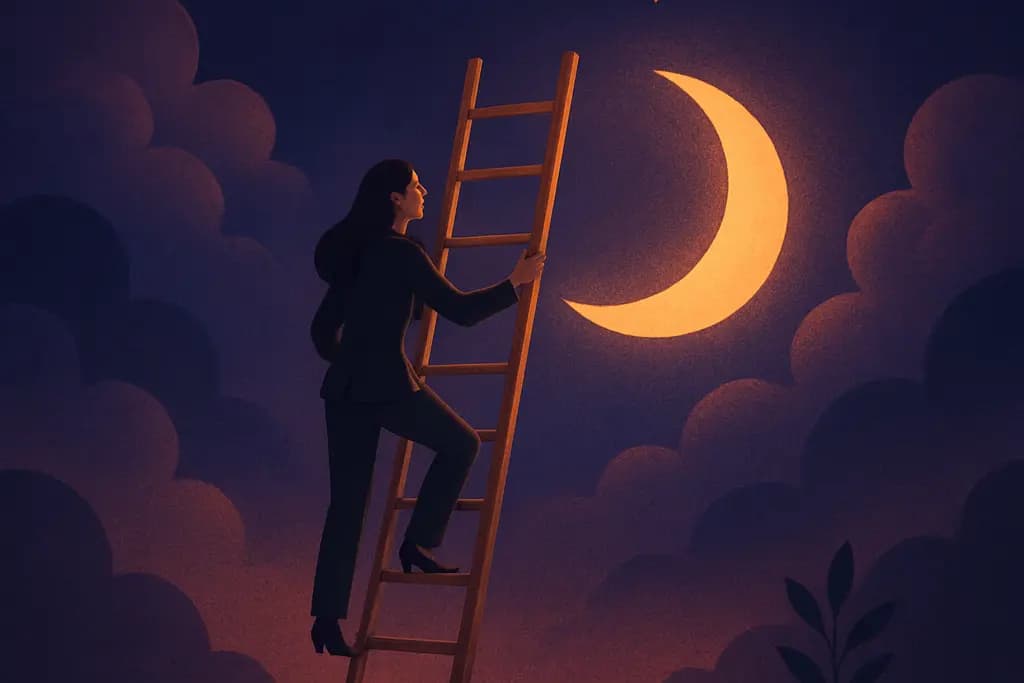 Dream illustration: Climbing a ladder (career ascent) dream