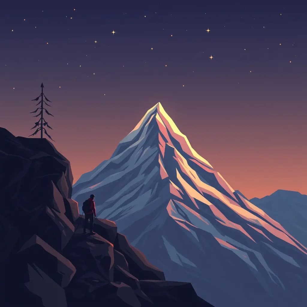 Dream illustration: Climbing a mountain but turning back