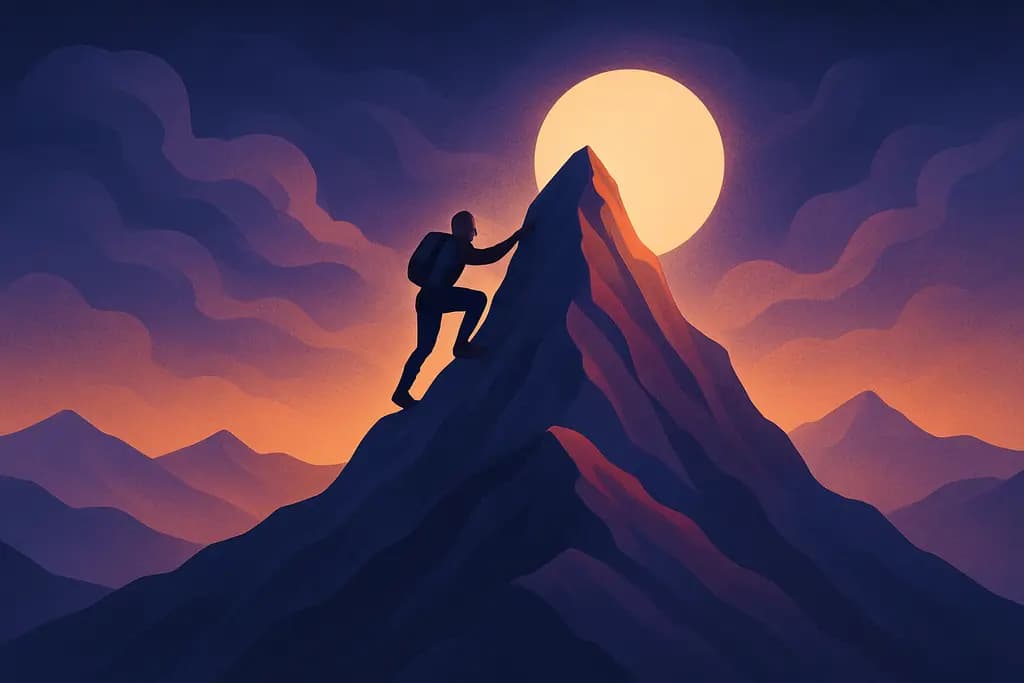 Dream illustration: Climbing a mountain peak