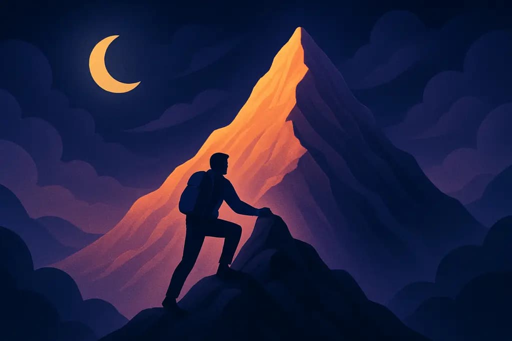 Dream illustration: Climbing a mountain successfully