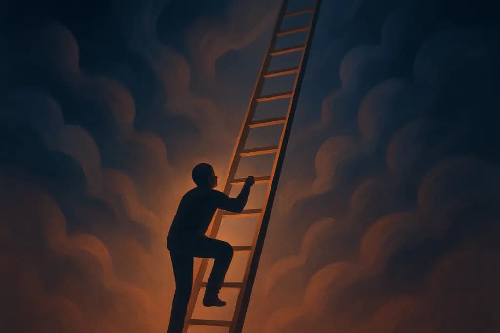 Dream illustration: Climbing an endless ladder