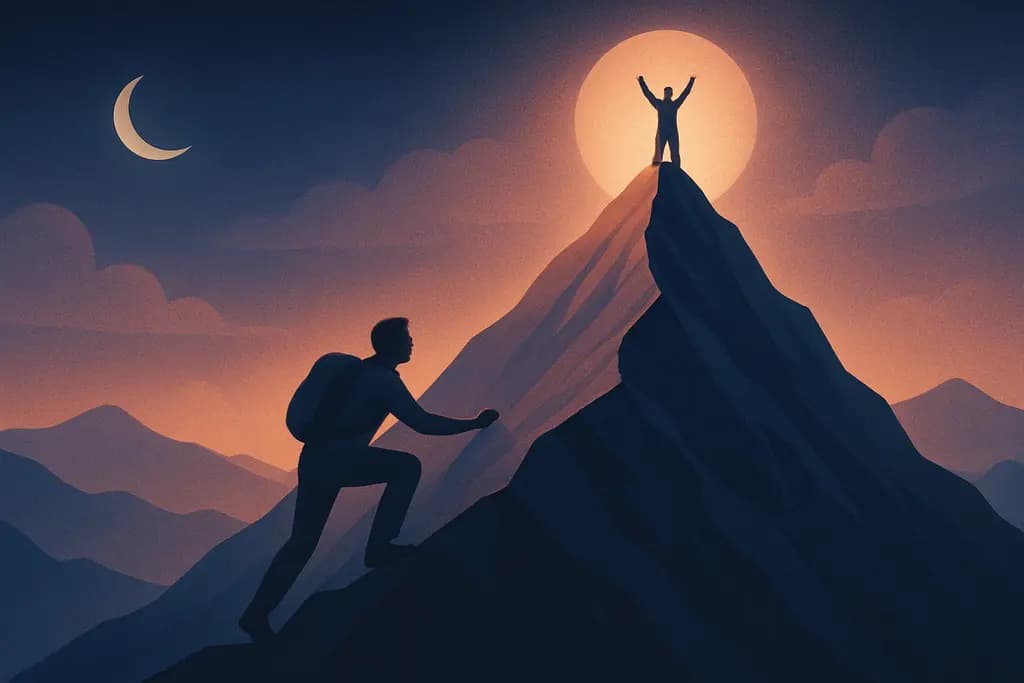 Dream illustration: Climbing and summiting a mountain