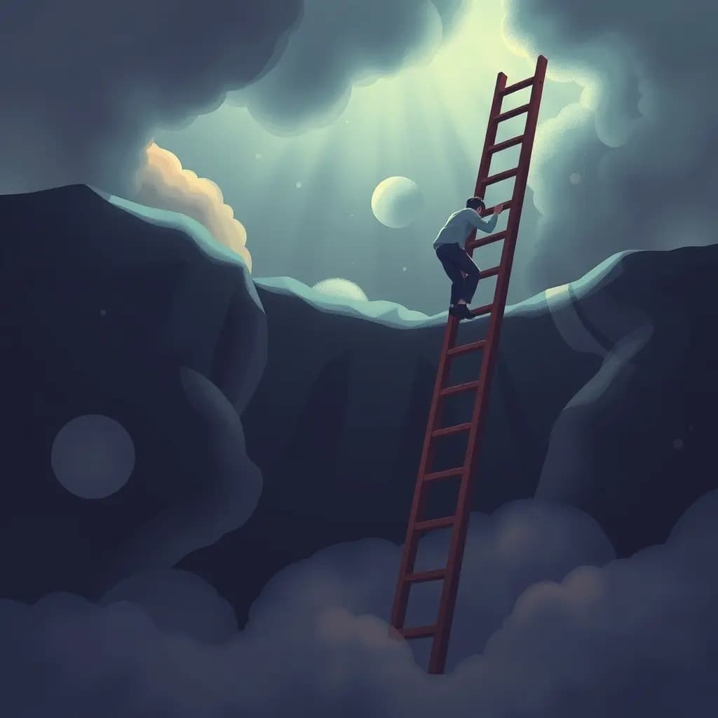 Dream illustration: Climbing or falling off a ladder