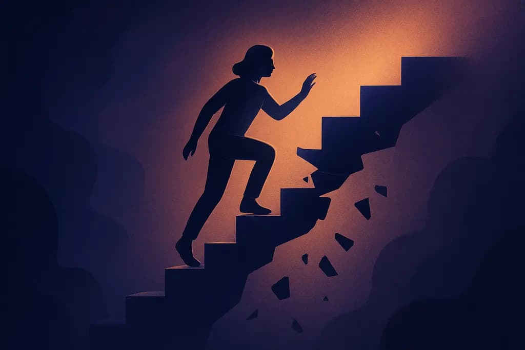 Dream illustration: Climbing stairs that break away