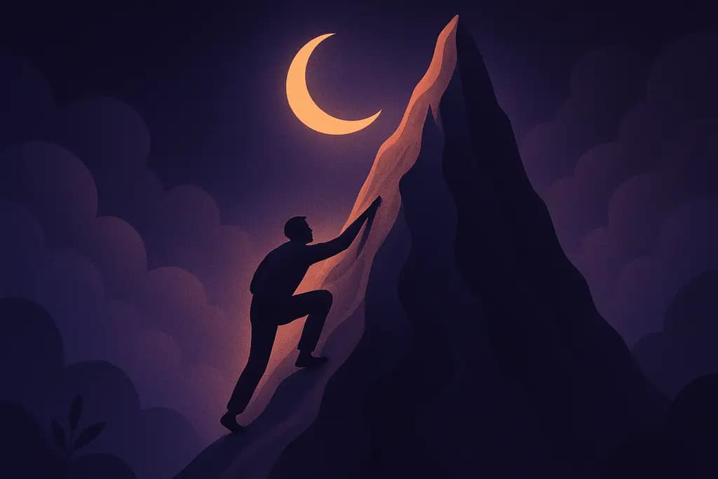 Dream illustration: climbing with no top in sight chasing me dream
