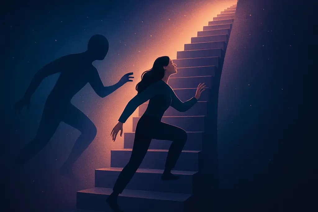 Dream illustration: climbing with no top in sight chasing me