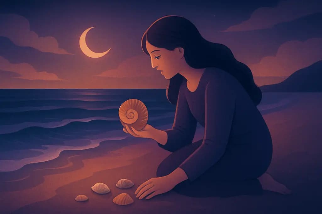 Dream illustration: Collecting shells on a beach