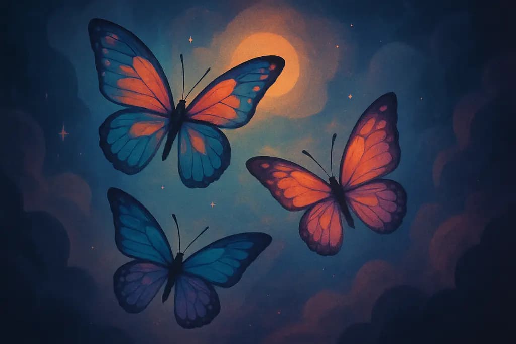 Dream illustration: Colorful butterflies
