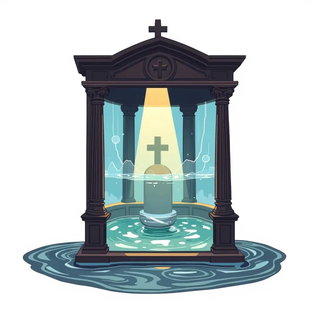 Dream illustration: Confession booth filled with water