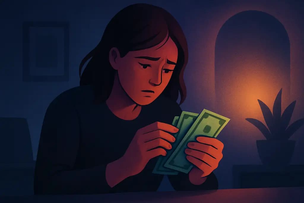 Dream illustration: Counting money anxiously