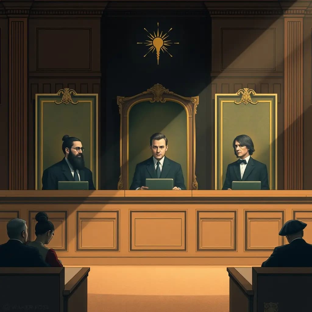 Dream illustration: Courtroom portraits that rearrange their positions