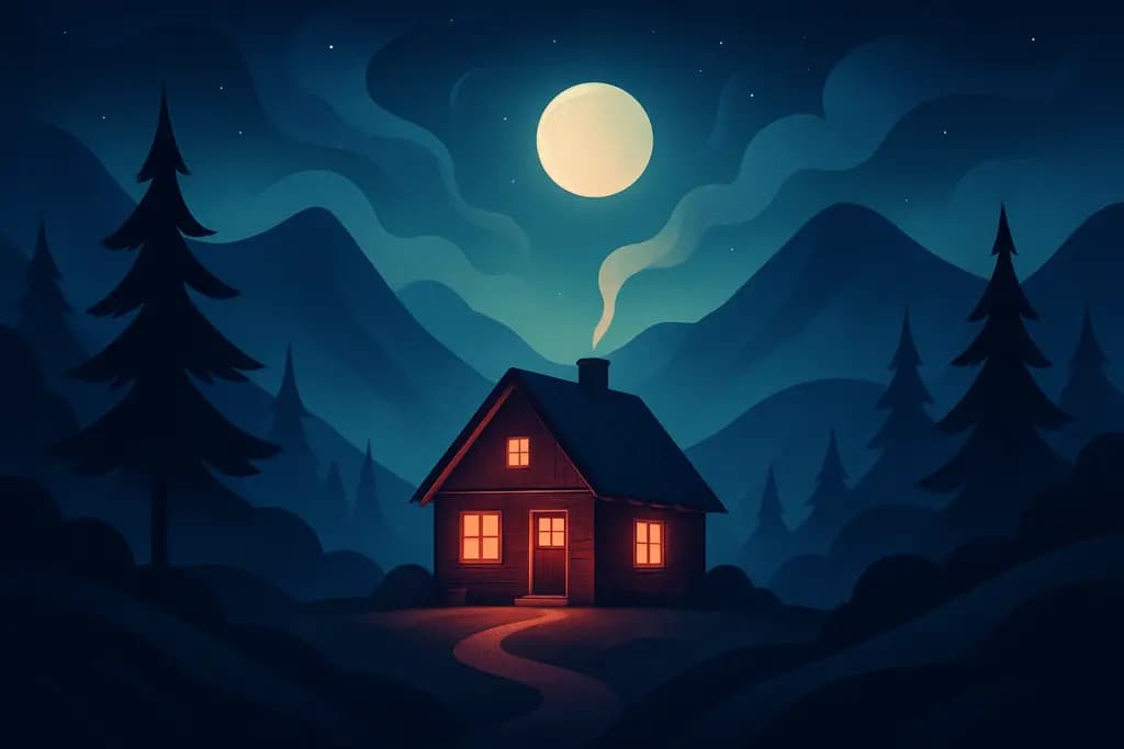 Dream illustration: Cozy mountain cabin