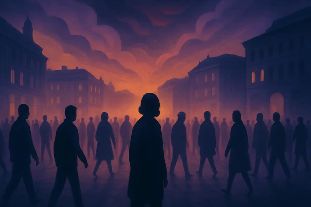 Dream illustration: Crowded city square