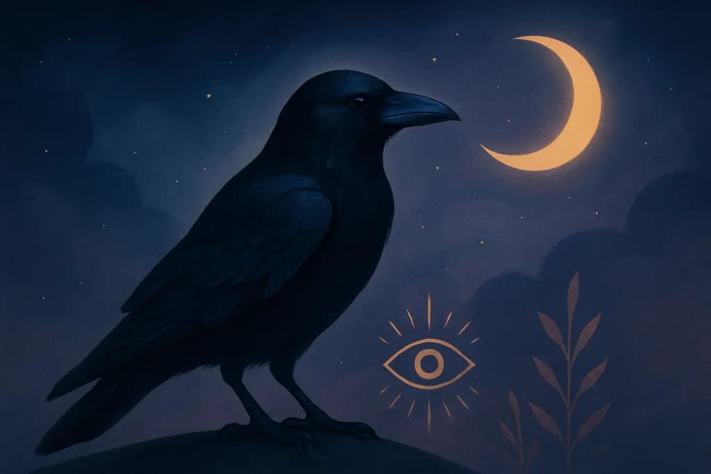Dream illustration: Crows or ravens perched nearby