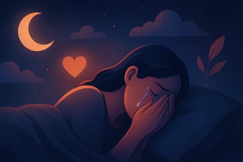 Dream illustration: crying in bed