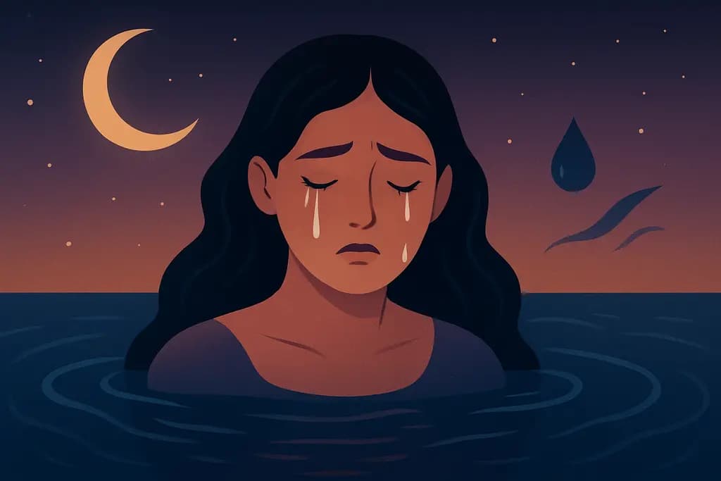 Dream illustration: crying in water