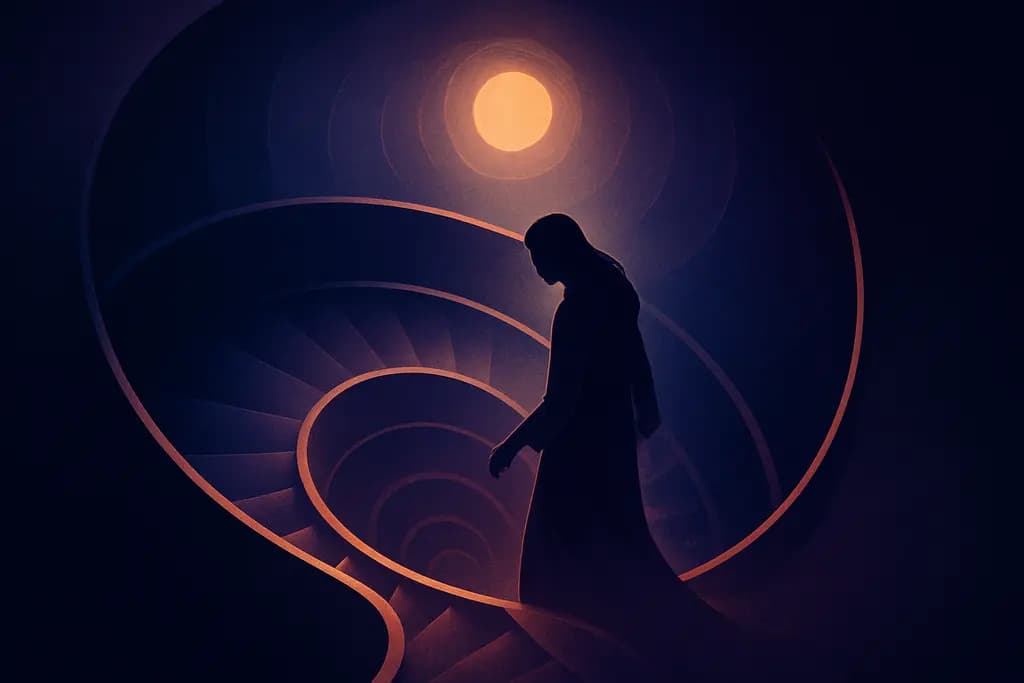Dream illustration: Descending a spiral staircase