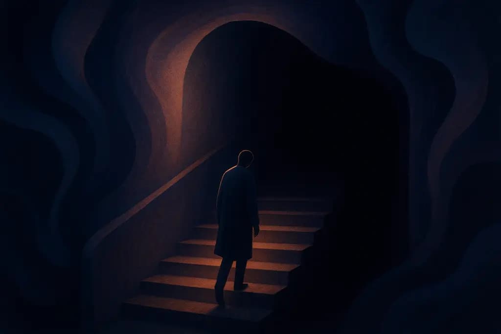 Dream illustration: Descending a staircase into complete darkness