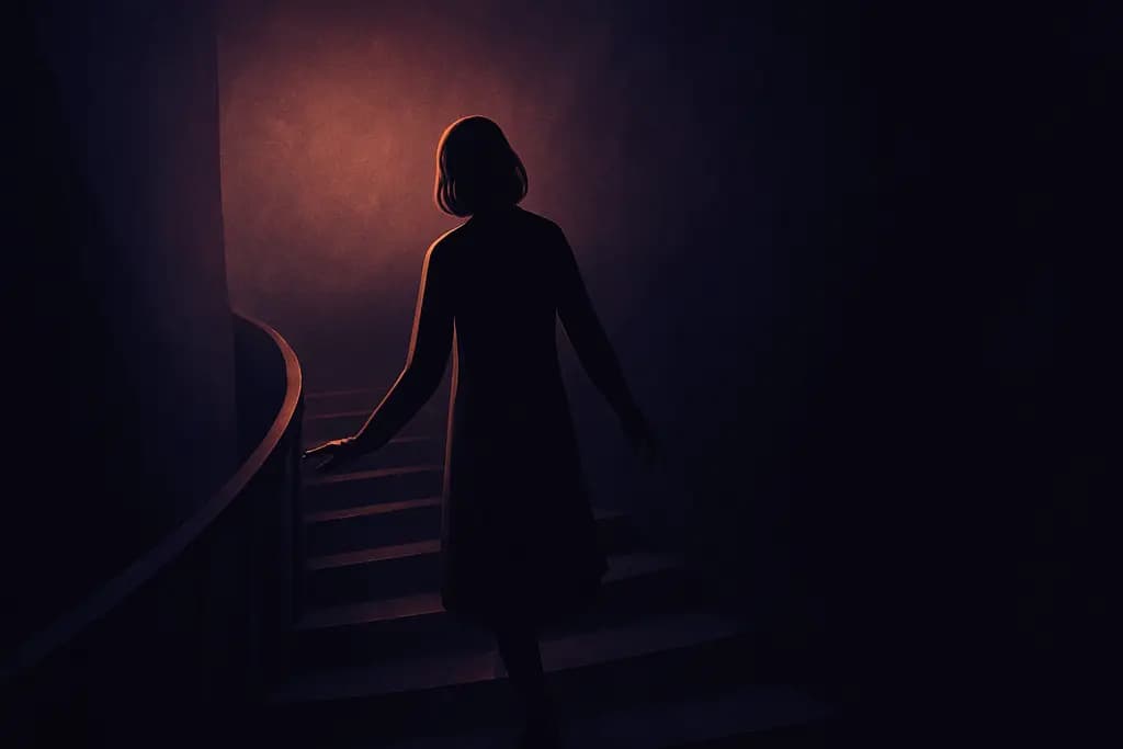 Dream illustration: Descending a staircase into darkness