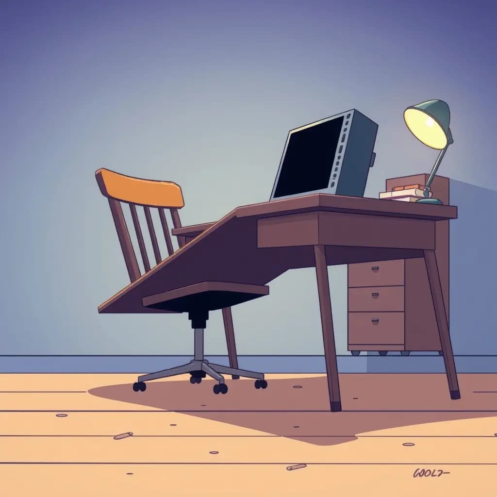 Dream illustration: Desk sliding away under you