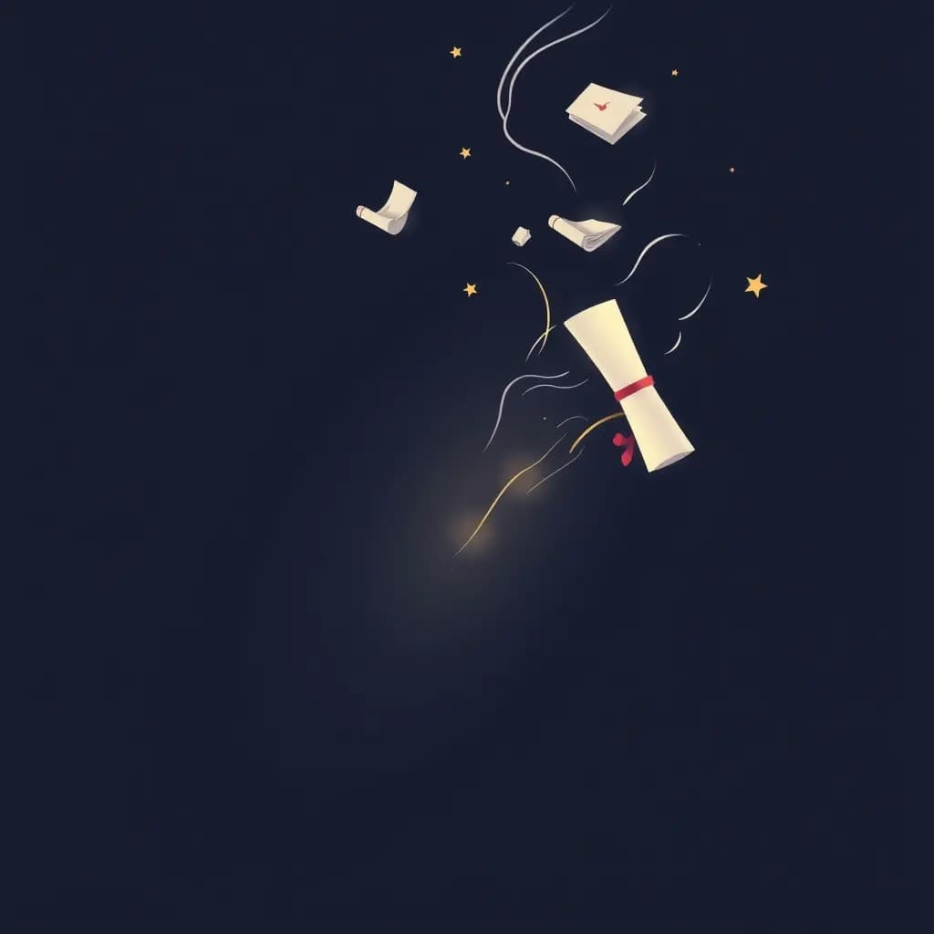 Dream illustration: Diploma blown away