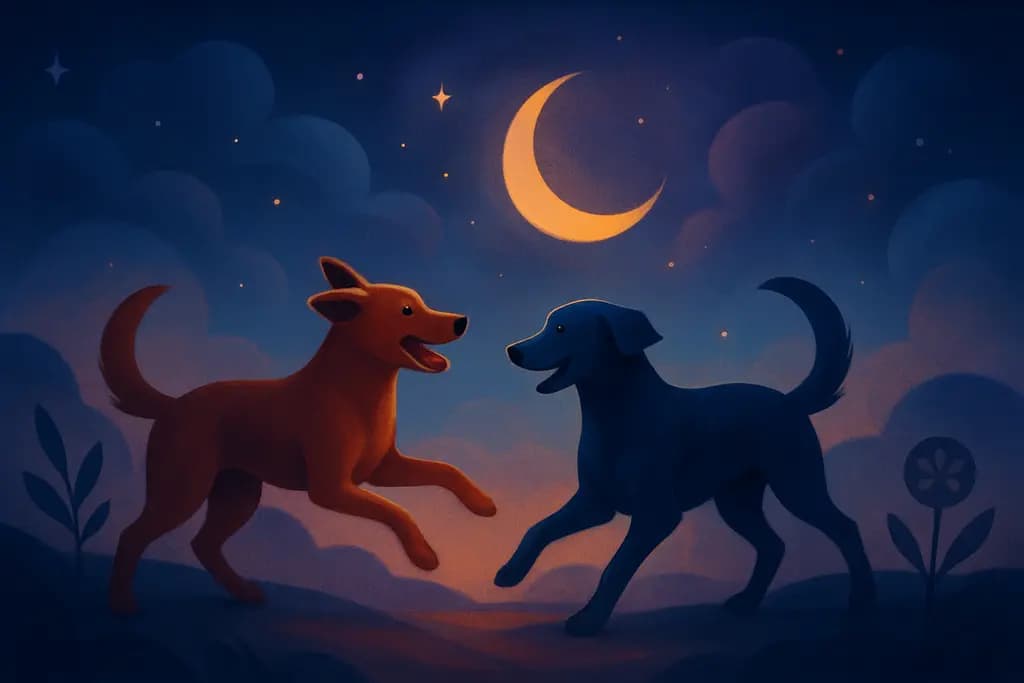 Dream illustration: Dogs playing